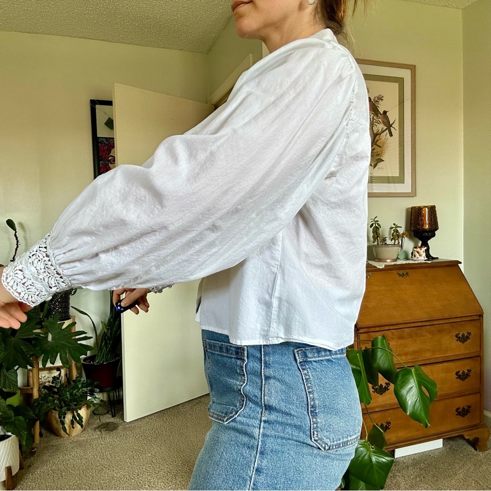 Express Button-Down Puff-Sleeve Blouse - image 5